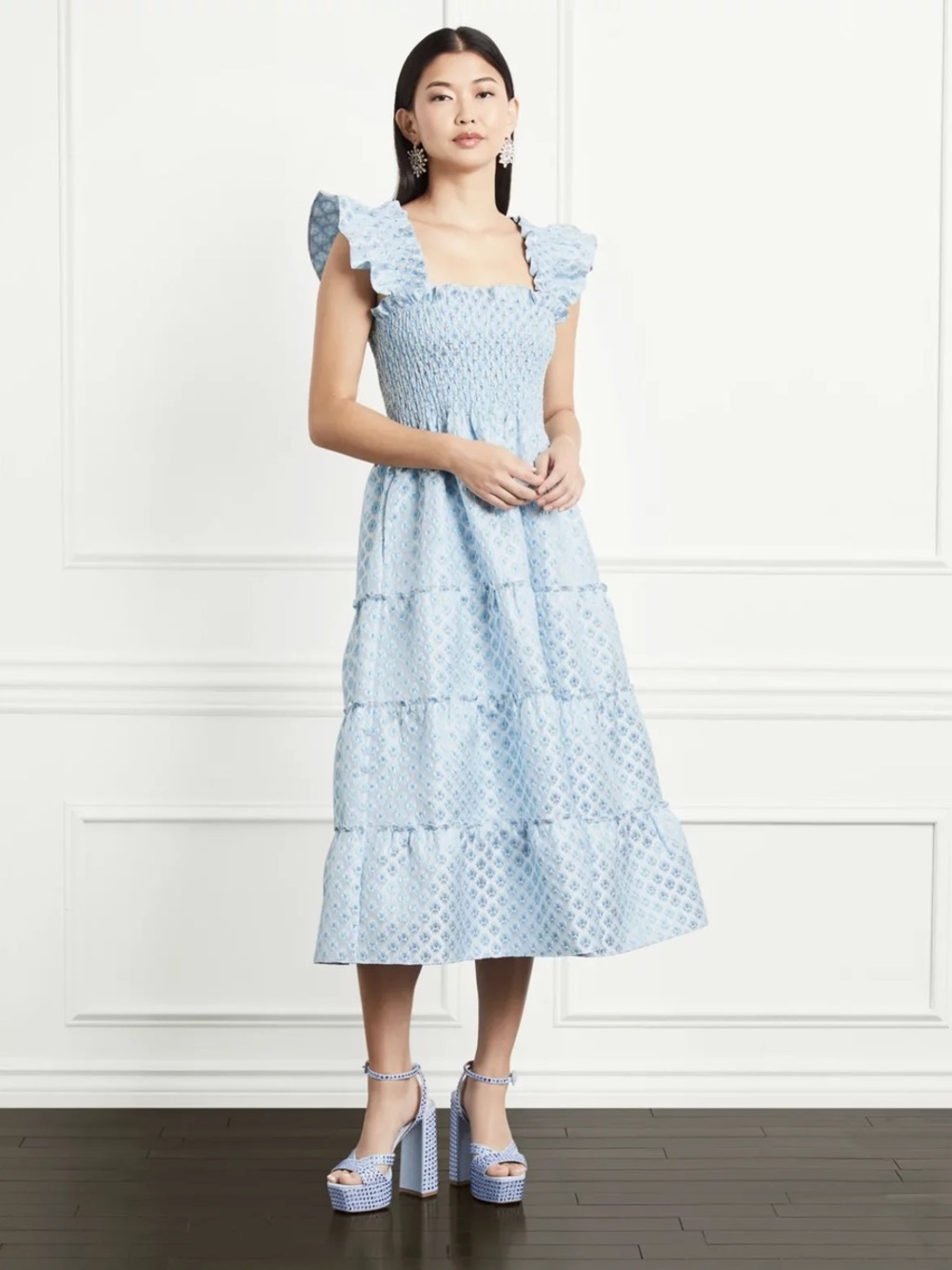 Hillhouse nap dress in snowflake brocade